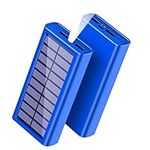 Portable Solar Charger 26800mAh, Solar Power Bank with 2 USB Output & Input Ports USB-C Fast Charging/LED Flashlight Compatible with All Smartphone External Battery Pack Perfect for Outdoor (Blue)