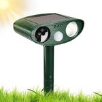 Solar Ultrasonic Animal Repeller, Waterproof Ultrasonic Repellent Cat Deterrent with Motion Sensor Flashing Light, Upgarded Bird Repeller for Squirrel Rabbit Fox Raccoon Yard Garden Farm