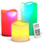 NOVELTY PLACE Flameless Candles with Remote - Battery Powered LED Pillars Candle with Remote Control and Timer Function - Pack of 3