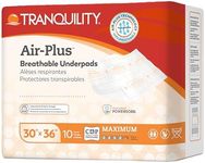 Tranquility AIR-Plus Breathable Underpads, 30"x36", Incontinence Pads with Ultimate Air Circulation, PowerSorb Design to Lock-in Fluids, Ideal for Low-Air-Loss Bed Systems, 40ct Case