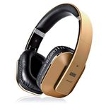 August EP650 Bluetooth Wireless Over Ear Headphones with aptX LL Low Latency/Multipoint/NFC / 3.5mm Audio in/Headset Microphone - Gold