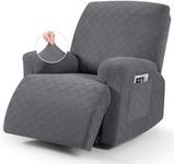 VANSOFY Oversized Recliner Chair Cover, 4-Pieces Stretch Recliner Covers for Recliner Chair Soft Reclining Chair Slipcover Jacquard Pattern Furniture Protector for Dogs Cats(Dark Gray)