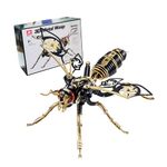 3D Metal Puzzles for Adults Mechanical wasp Metal Model kit DIY Insect Miniature Assembly Building kit Craft Toys with Tools (Black Gold)