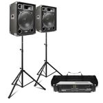 MAX15 Complete 2000W Passive DJ PA Speaker Kit with Amplifier, Stands & Speaker Cables – Powerful Sound System for Events, DJs and Live Gigs