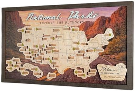 Lemap US National Parks Wooden Travel Map & Visit Tracker – Landscape Edition (Road sunset, Size XL: 27 x 17 inch)