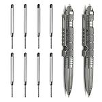 Origin-Joy 2 Pack Tungsten Steel Military Tactical Pen Set, Multifunctional EDC Self Defense Pen With 8 Ballpoint Refills (Gray)