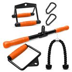 SQUATZ Triceps Pull Down - Cable Attachment Set Accessories for Home Gym, LAT Pulldown Attachment Weight Fitness, Double and Single D Attachment, Pulldown Bar, Triceps Pull Down Rope