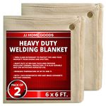 JJ CARE Welding Blanket - 2 Packs 6ft x 6ft Welding Mat - 850GSM Fiberglass Welding Blanket with Brass Grommets, Welders Blanket for Grill, Smoker Welding Blanket Heavy Duty, Welding Tarp & Shield