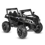 Norman Jr Battery Operated 2x4 | Jeep Toy Kids Car with Remote+Steering+RGB Light+Mp3 USB Music | Rechargeable Car for Kids to Drive 3 to 12 Years | Large (Drifter) Black