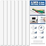 MUDEELA Cable Trunking Kit, Trunking for TV Cables, Self Adhesive Wall Cable Tidy, Wire Covers Wall, Cable Management to Hide Wall Mount TV Powers Cords in Home Office, 8X L400mm, W24mm H14mm, White