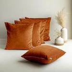 HOMEMONDE Velvet Cushion Covers Set of 5-20x20 Inch Decorative Pillow Cover for Sofa, Couch, Chair, Orange