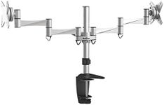 QualGear QG-DM-02-016 3 Way Articulating Dual Desk Mount for 13-27 Inches Flatpanel Monitors, Silver