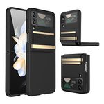 TECHGEAR for Samsung Galaxy Z Flip 4 Screen Protector Case, Z Flip 4 Case with Stylish Leather Hinge & Metal Trim, Hard PC Shockproof [Screen Protector] Case for Samsung Z Flip4, Black