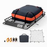 VEVOR Roof Rack Cargo Basket, 54 x 34 x 4 in, Heavy Duty Roof Top Carrier Basket with Waterproof Bag, Cargo Net, Ratchet Straps, 200 lbs Capacity, Universal Car Top Luggage Holder, for SUV Truck Car