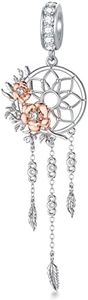 MBSUUH Dream Catcher Dangle Charms for Bracelets 925 Sterling Silver Rose Flower Dreamcatcher Jewelry Presents for Women Wife