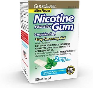 GoodSense Nicotine Polacrilex Uncoated Gum 2 mg (nicotine), Mint Flavor, Stop Smoking Aid; quit smoking with nicotine gum, 110 Count