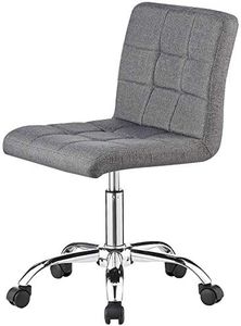 Charles Jacobs Swivel Office Chair/Stool With Adjustable Heigh and Ultra Padded Design for Comfort (Grey Fabric)