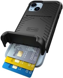 Scooch iPhone 14 Case with Card Holder [Wingmate] iPhone 14 Wallet Case with Hidden Card Slot and $100 Device Coverage, Holds Up to 4 Cards, Military Grade Drop Protection (Black)