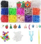 740+ Pcs Loom Bands Kit, DIY Rubber Bands Refill Loom Bracelet Making Jewellery Kits with Charms, Clips and Beads for Kids