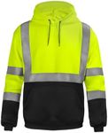 sesafety Class 3 Hi-Vis Hoodie for Men, Reflective Safety Sweatshirt, Black High Visibility Hooded Pullover