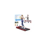 BLACK LORD Flat Walking Pad, Compact Under Desk Treadmills for Home with LED Display, Bluetooth Speaker, Remote Control, Portable Running Machine, 120KG Loads, 1-9km/h, for Jogging, Walking, Red