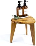 KIBAGA Beautiful Teak Shower Stool&Foot Rest for Shaving Legs-Sturdy Wooden Seat Fits Nicely into Your Corner Space Saving,Easy to Assemble Water Resistant Inside Showers Brown,kiba-showerstool-1