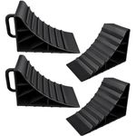 HowseHold Wheel Chocks With Handles (Set of 4) Tyre Saver Brake Stoppers Ridged Wedges for Cars Caravan Horsebox Motorhome Garage & Workshop Equipment 3.5cm x 10cm x 15cm