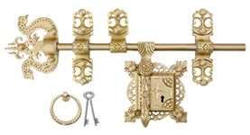 Pekt Locks Mini Manichitratazhu Aldrop Trishul Head with Matte Finish Brass Rod (Gold, 16 mm Thick and 12 Inch Broad)