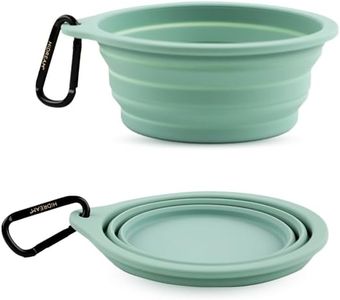 Collapsible Silicone Dog Bowls 600ml - Portable, Foldable Pet Feeding Bowls with Carabiner Clips (Green)