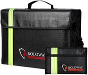 ROLOWAY Large (17 x 12 x 5.8 inches) Fireproof Bag with Reflective Strip, Fireproof Document Bags, Fireproof Money Bag, Water Resistant Fireproof Safe Bag for Documents and Valuables Storage