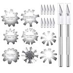 Kalolary 8 PCS Nail Cutter French Nails V Line Trimmer Stainless Steel French Tip Nail Manicure Edge Trimmer DIY Plate Module Easy French Tip Cutters Smile Cut with 12 PCS Handles Tip Cutting (Silver)