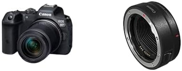 Canon EOS R7 Appareil Photo + Objectif RF-S 18-150 mm F3.5-6.3 is STM (Appareil Photo Hybride, Enregistrement vidéo 4K/30p, jusqu'à 15 IPS, WLAN) Noir & Bague d'adaptation EF - EOS R - Noir