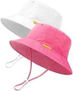 Baby Sun Hat Kids Summer Sun Protection Toddler Bucket Hat Wide Brim Adjustable Beach Hats for Boys Girls Age 0-6 Years