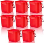 Irenare 8 Pcs Sanitizing Bucket 3 Quart Cleaning Bucket Small Detergent Square Bucket, Spout and Handle Plastic Utility Cleaning Pail for Kitchen Home Offices Commercial Use(Red)