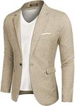 COOFANDY Men’s Sportcoat Jacket Slim Fit Lapel Pockets Causal Party Blazer Light Khaki