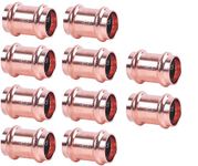 EZ-FLUID Plumbing 1/2" Press x Press LF Copper Press Slip Coupling Pressure Copper Fitting No Pipe Tube Stop,ProPress Press Connection for Residential,Commercial. (10)