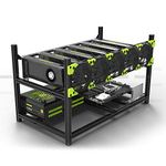 RXFSP Professional 6 GPU Miner Mining Case Aluminum Frame Mining Rig Black with 5 Fans