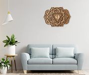 Gloridec Wooden 3D Laser Cut Decorative Mandala Wall Decor | Decorative Multi Layered Rectangle Mandala Wall Art, Living Room Wall Hanging (Ajna Chakra Mandala) (24" X 17")