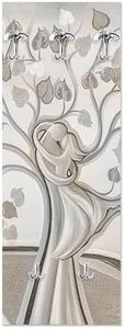 Lupia Appendiabiti da Parete Tema Famiglia e Amore 46x125 cm Albero Abbraccio Mix a Pannello con Stampa, Guardaroba, attaccapanni Muro con 5 Ganci