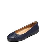 DREAM PAIRS Women's Flats with Arch Support, Ballet Flats for Women Dressy Comfortable, Round Toe & Slip On Office Shoes SDFA2306W Navy Size 6 UK/8 US