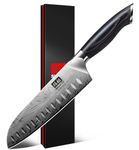 SHAN ZU Kitchen Santoku Knives in Powder Steel, Japanese Knife 20cm Professional Chef Knives High Carbon Carving Knives, Ultra Sharp Kitchen Knives Utility Knife with Ergonomic Pakkawood Handle