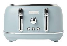 Haden Highclere 75026 Stainless Steel 1500W Retro Toaster 4 Slice Wide Slot w/Removable Crumb Tray and Settings, Pool Blue Toasters w/Adjustable Browning Control, Smart Toaster