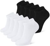 CLOSEMATE 10 Pairs Ankle Socks for Men Women Cotton Comfortable Non Slip Low Cut for Casual(5Black5White, Size L)