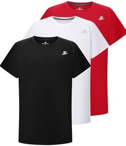 DEVOROPA Toddler to Youth Boys Compression Shirt Short Sleeve Football Basketball Undershirt Kids Athletic Base Layer T-Shirt Black/White/Red 5T