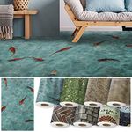 CV Moonlight, Cushion Vinyl Flooring, 3D Effect Pattern Design PVC Flooring Roll, Kitchen, Bedroom, Bathroom Flooring (200 x 1000 cm, Koi)