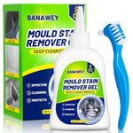 Mould Remover Gel - Household Washing Machine Cleaner, Tile Grout Cleaner with Brush, Mildew Stain Remover for Washer Rubber, Shower, Bathroom, Bathtub Caulk, Kitchen Sink, Fridge Seal, Wall - 8 Fl Oz