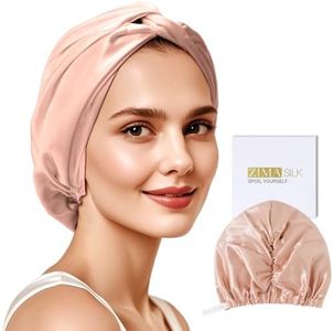 ZIMASILK 22 Momme 100% Mulberry Silk Bonnet for Sleeping Women, Blush Pink