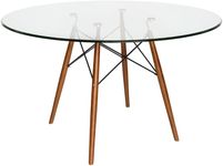 SK Designer Living Replica Eiffel Round Glass Dining Table | 120cm - Walnut