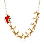 WOWORAMA Christmas Necklace for Women Colorful Christmas Light Necklace Long Christmas Tree Pendant Necklace Cute Christmas Reindeer Necklace Jewelry Xmas Gifts Party Favors, 18.5+3.4 inches, Zinc, No