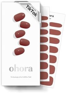 ohora Semi Cured Gel Nail Strips (N Brick) - Works with Any UV Nail Lamps, Salon-Quality, Long Lasting, Easy to Apply & Remove - Includes 2 Prep Pads, Nail File & Wooden Stick